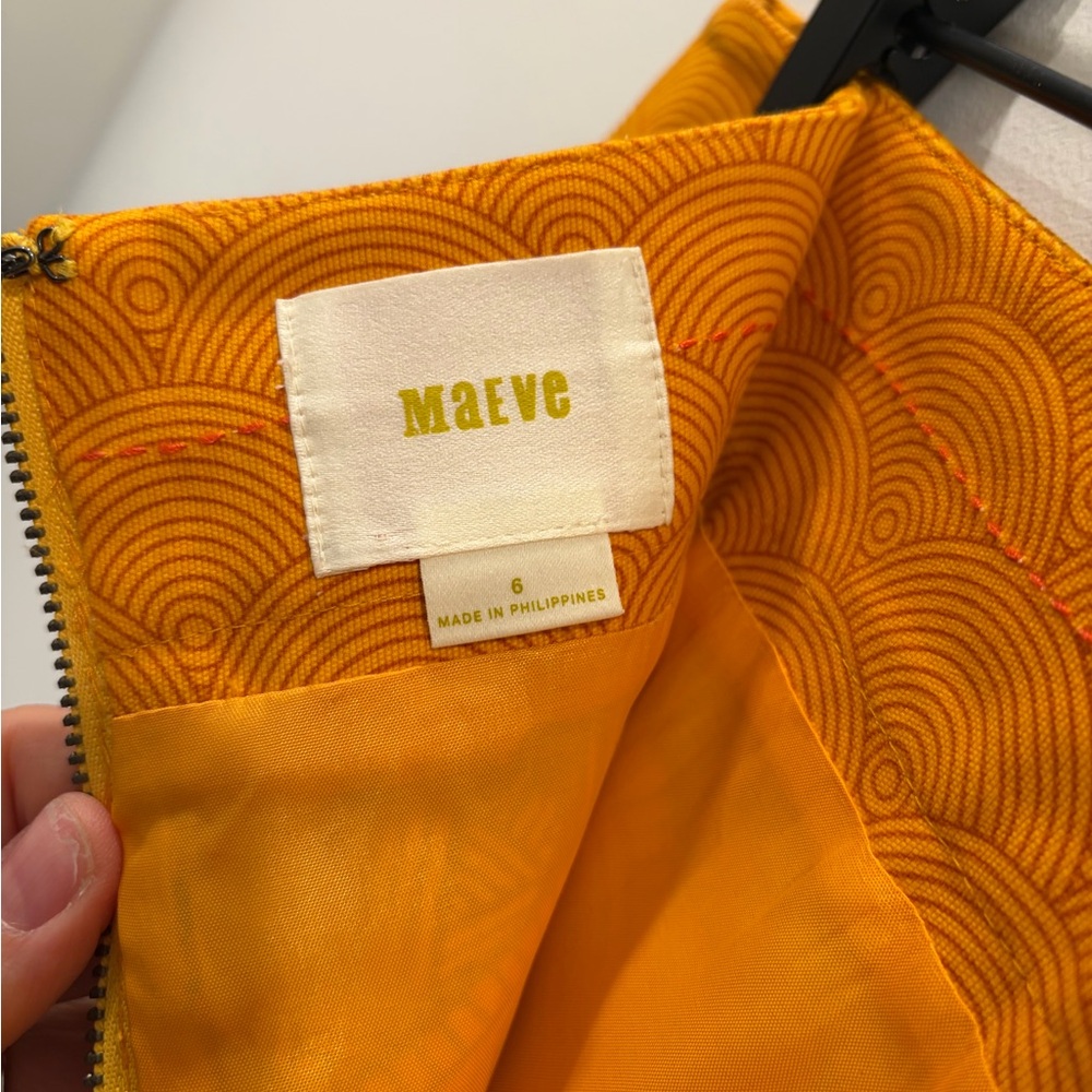 Maeve Anthropoligie Orange Printed Pencil Skirt bold abstract shapes Size 6 - Picture 7 of 8